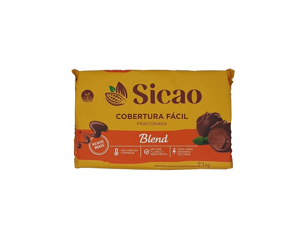 CHOCOLATE COBERTURA AO LEITE COM MEIO AMARGO COBERTURA FÁCIL SICAO 2,1 KG (CX 5 UN)